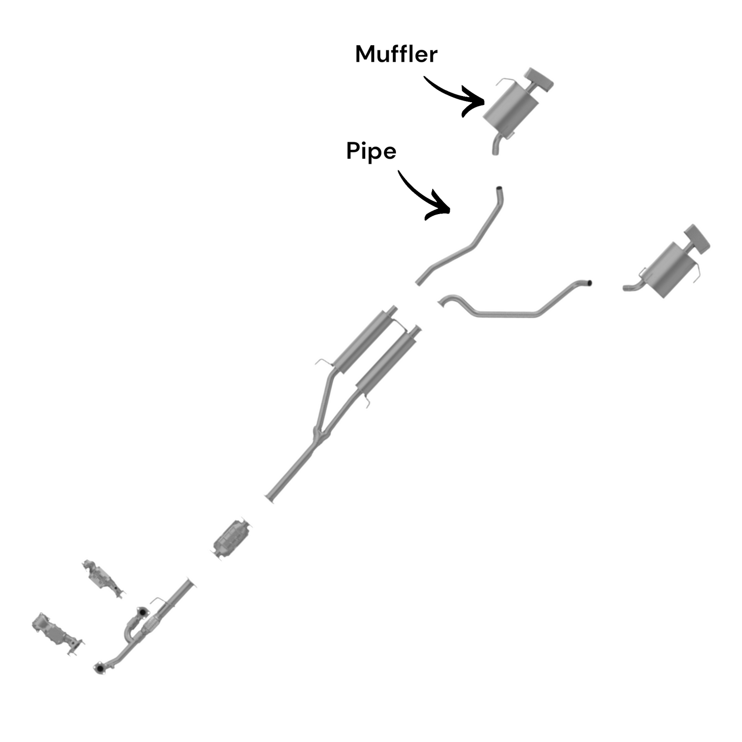 Acura MDX 3.7L (2010-2013) Right side Pipe with Muffler