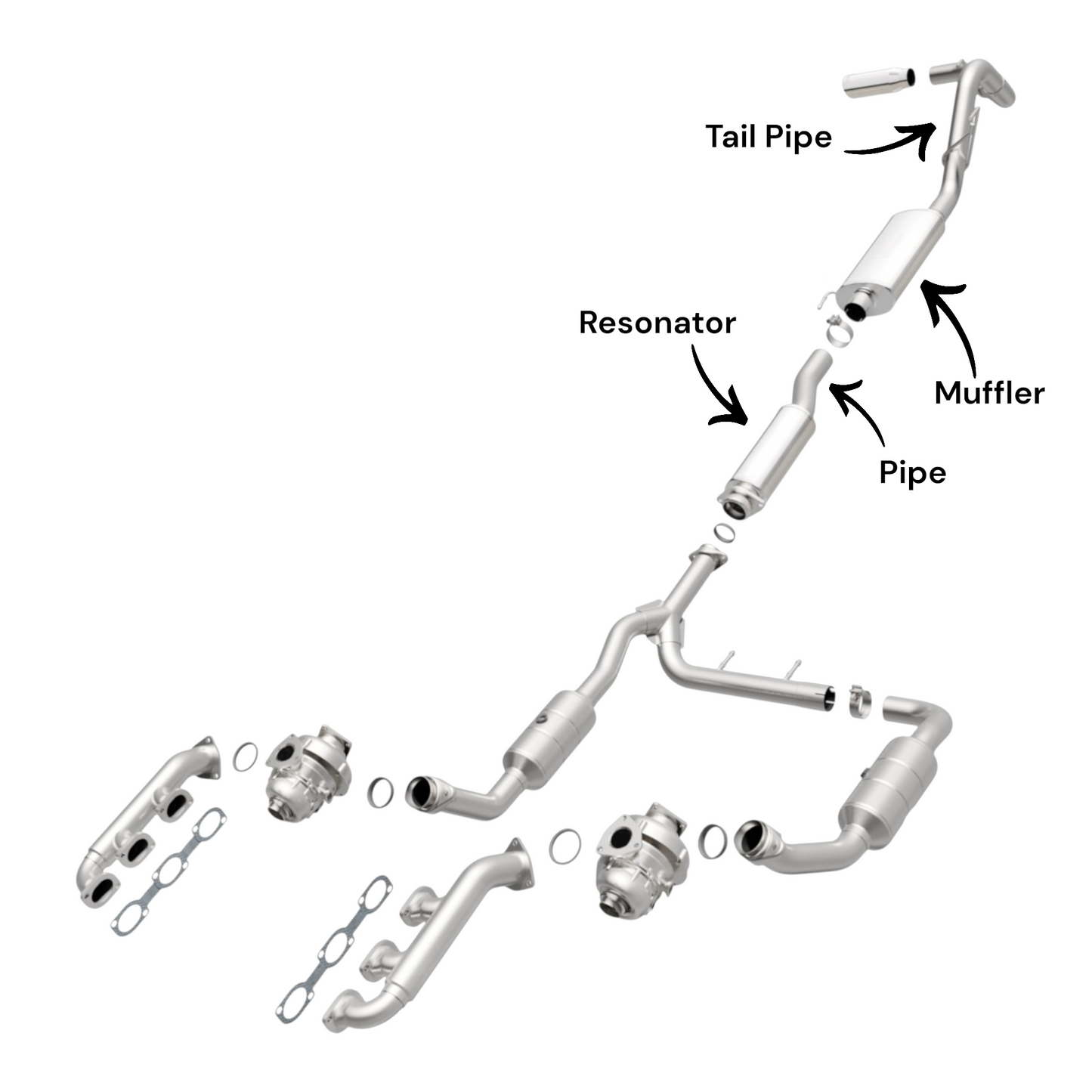 Résonateur, tuyau, silencieux et tuyau d'échappement pour Ford F-150 3.5L (2015-2020) (Turbo) (Empattement de 163 pouces)