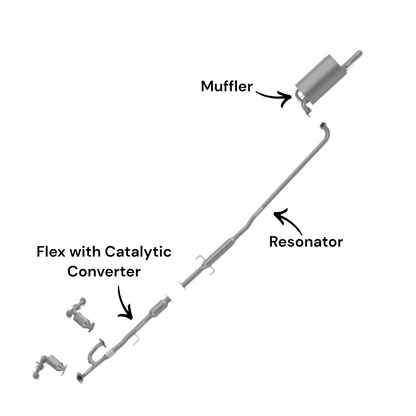 Lexus ES300 3.0L (2002-2003) (Japan Built Only) Catalytic Converter with Flex pipe, Resonator and Muffler
