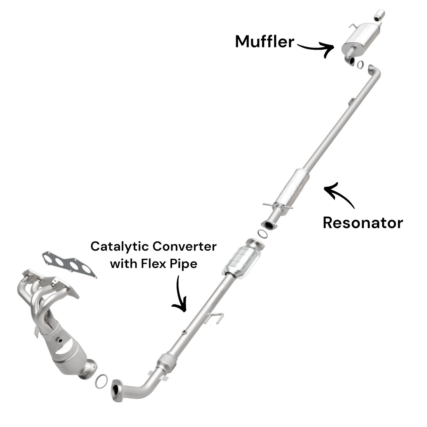 Toyota Camry 2.4L (2002-2006) (Ultra Low Emission Vehicle) Catalytic Converter with Flex Pipe, Resonator and Muffler