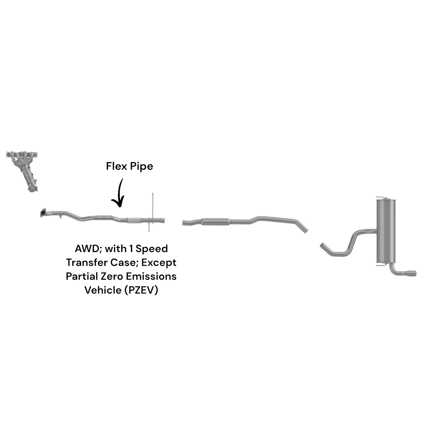 Jeep Cherokee 2.4L (2014-2017) Flex Pipe (AWD) (With 1 Speed Transfer Case) (Except-Partial Zero Emissions Vehicle)