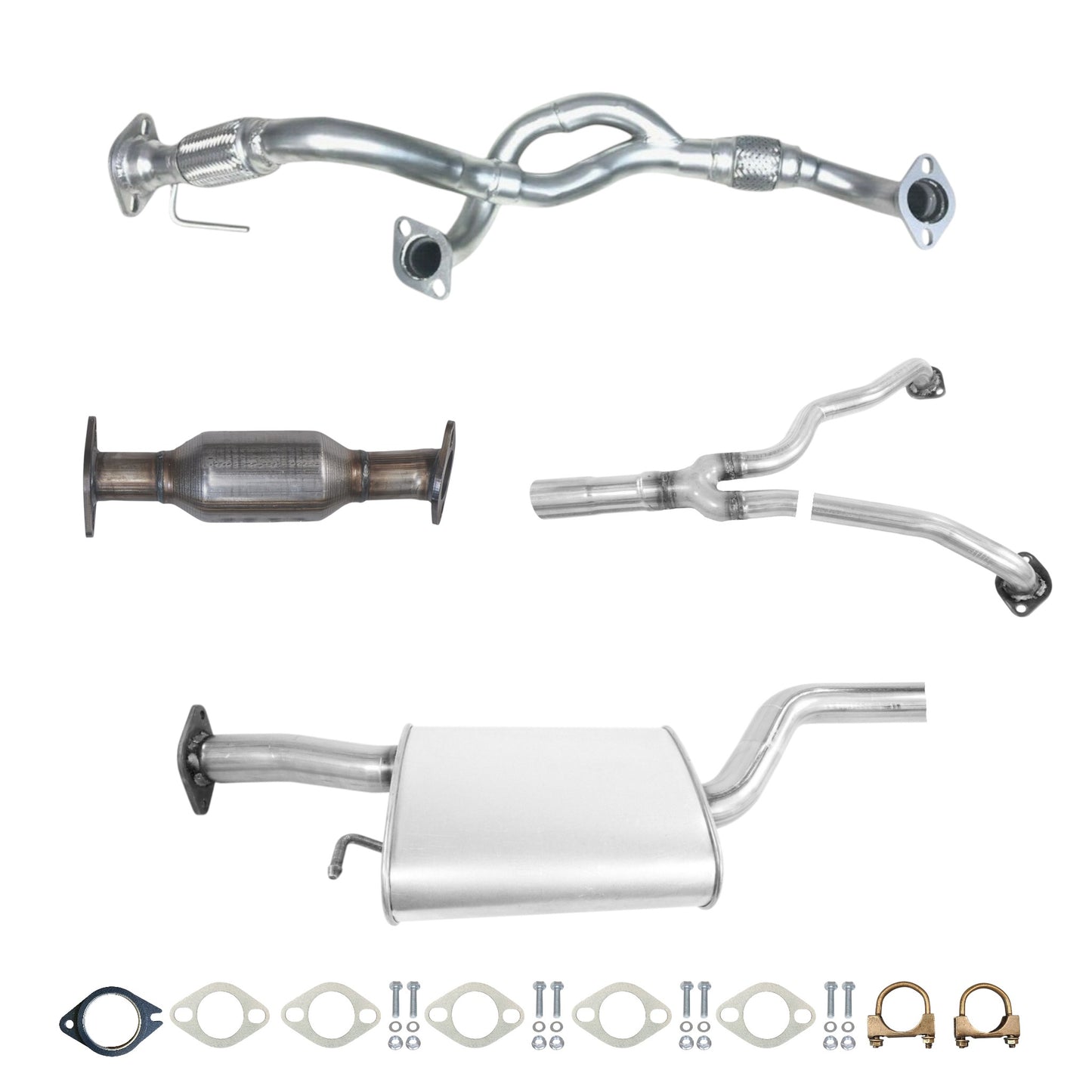 Hyundai Santa Fe 3.3L (2007-2009) Flex Pipe, Catalytic Converter, Middle Muffler and Y Pipe