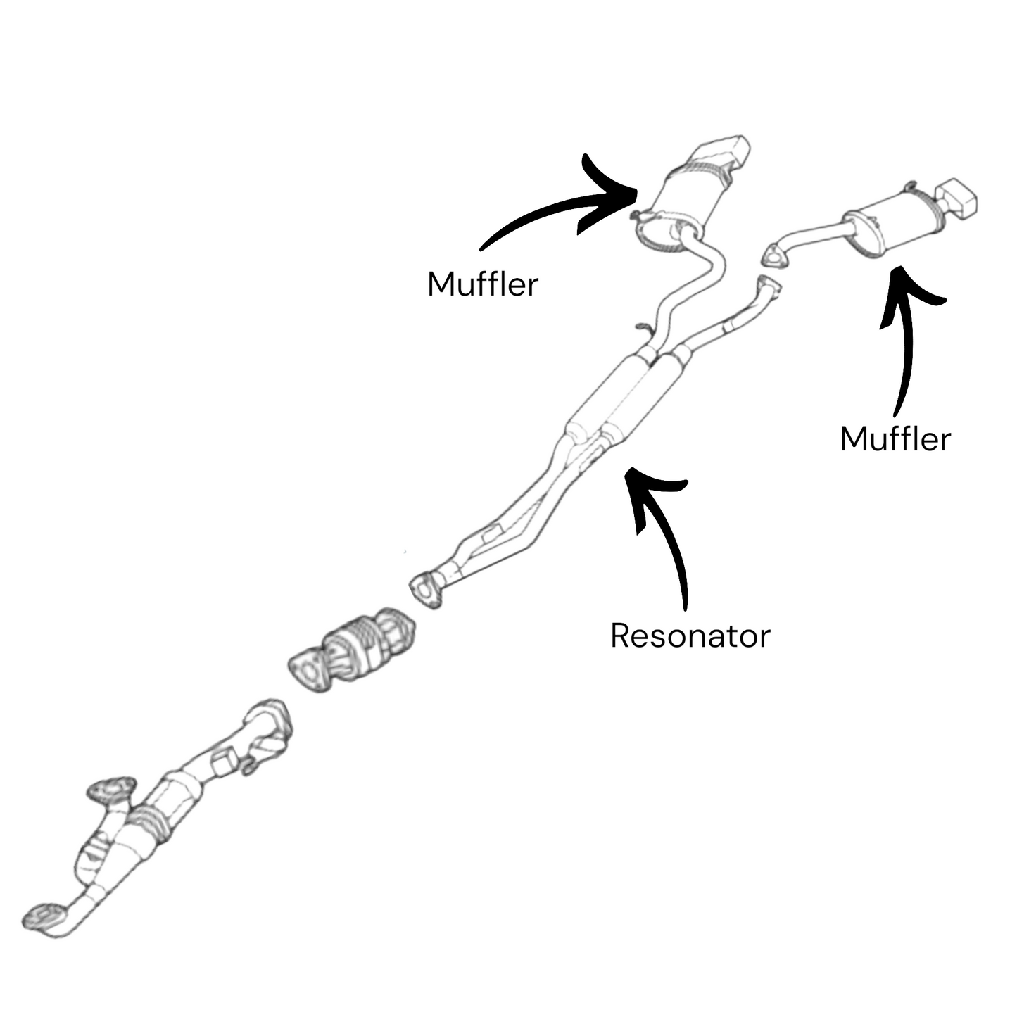 Acura TL SH-AWD 3.7L (2012-2014) Resonator with Y-Pipe and Both side Mufflers