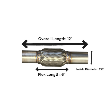 Universal Flex Pipe- Overall length 12" and 2.0" Inside Diameter
