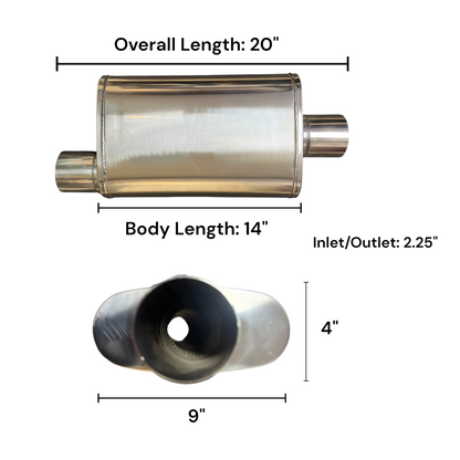 Universal Performance Muffler for Custom Exhaust Systems