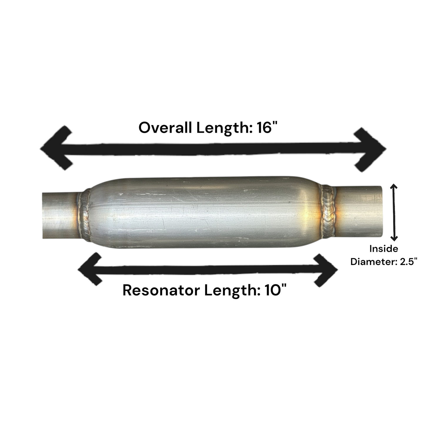 Universal Resonator- Overall length 16" and 2.5" Inside Diameter